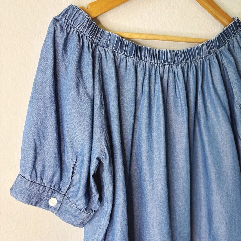 Kate‎ Spade Chambray Off The Shoulder Top, Small, Broome Street denim blouse